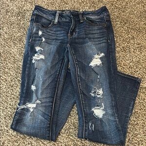 Girls Distressed Blue Jeans